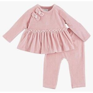 Mud Pie Baby Pink Velour Outfit Size 0-3 Month New With Tag